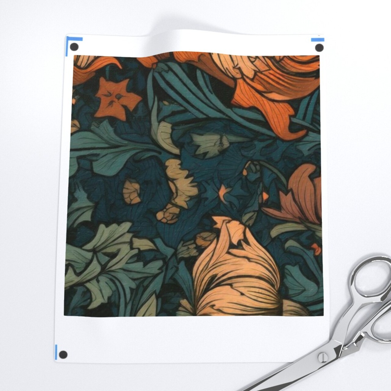 Green Floral Dark Vibrant Art Nouveau Baroque Rococo Acanthus Large Scale Victorian Custom Printed Fabric by Spoonflower Various Fabrics by the Yard or Fat Quarter